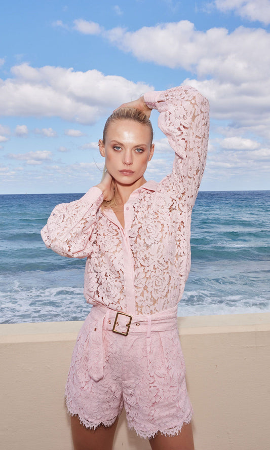 Jada Lace Blouse - Pixie Pink