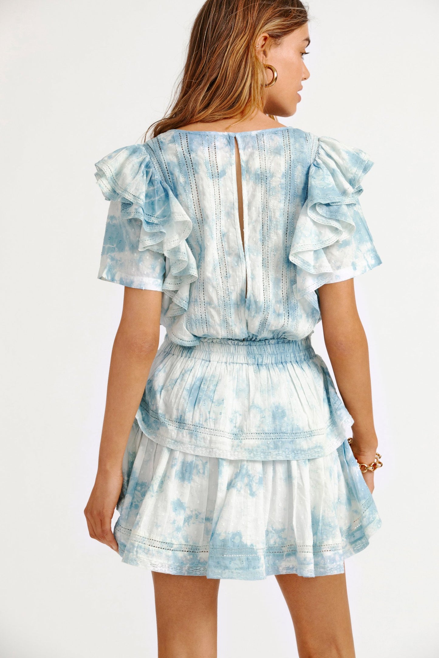 LoveShackFancy Natasha Mini Dress - Pacific Indigo