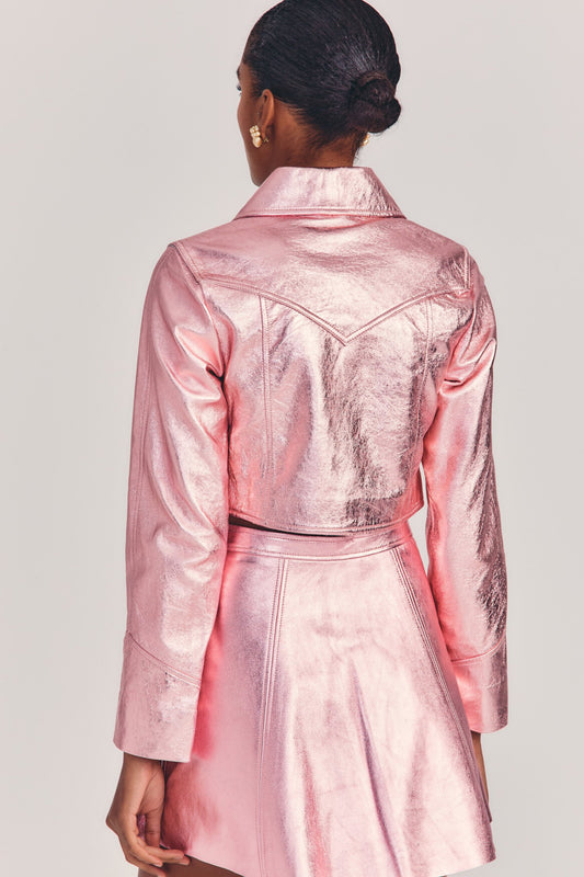 LoveShackFancy India Cropped Leather Jacket