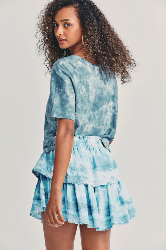 LoveShackFancy Ruffle Mini Skirt - Blue