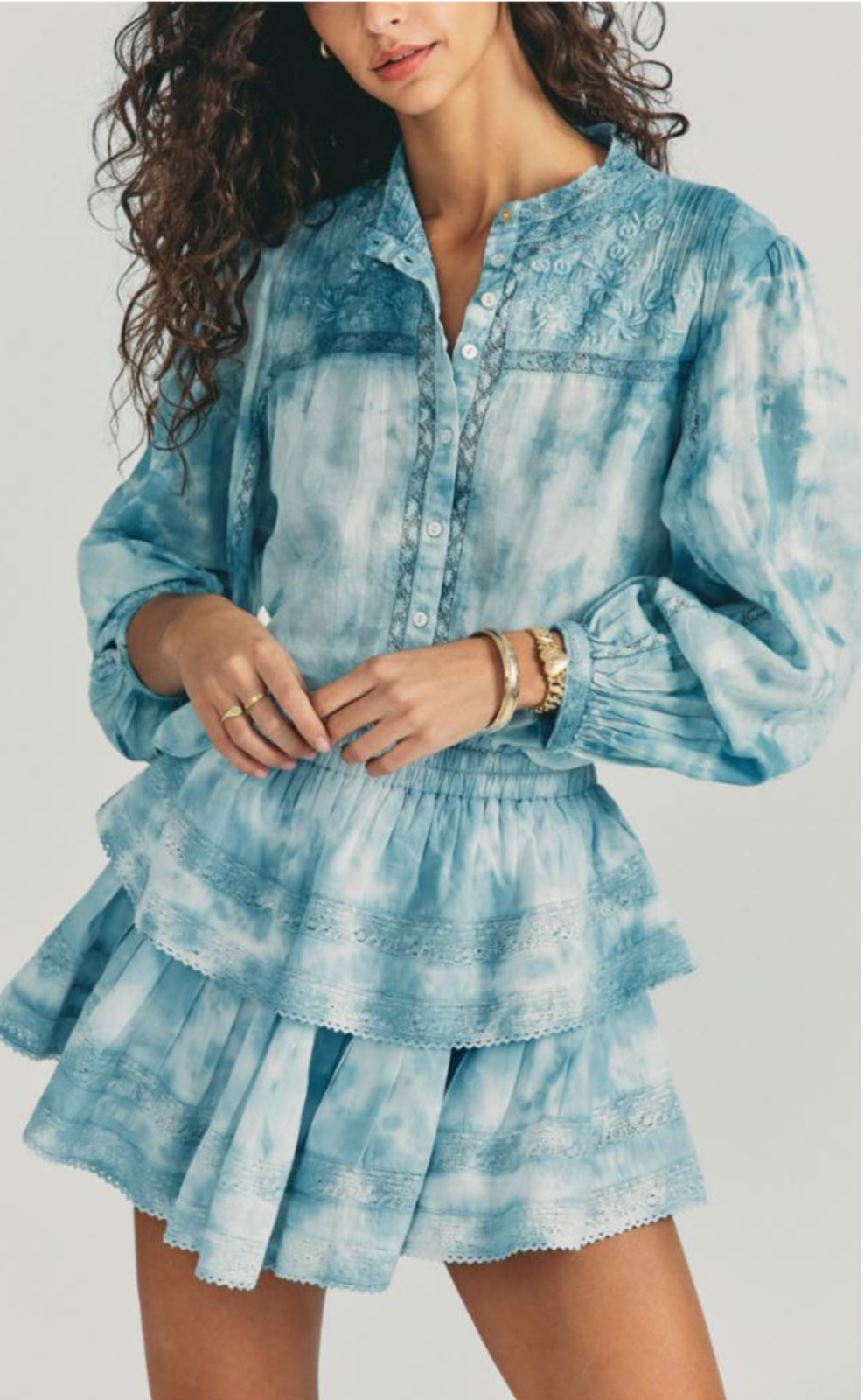 LoveShackFancy Ruffle Mini Skirt - Blue
