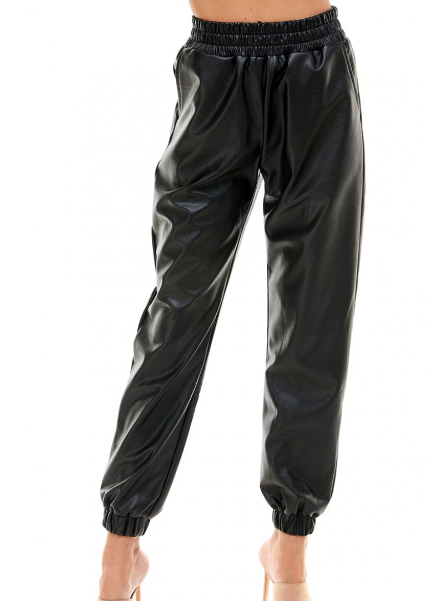 Faux Leather Joggers