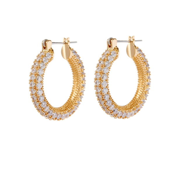 Pave Estelle Hoops- Gold