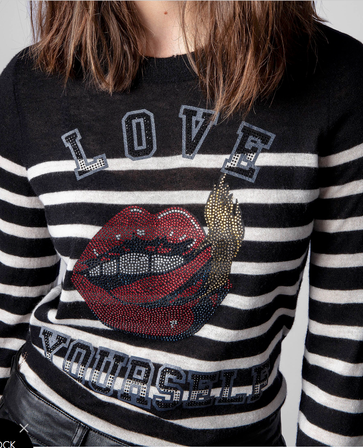 ZADIG AND VOLTAIRE CASHMERE STRIPES SWEATER