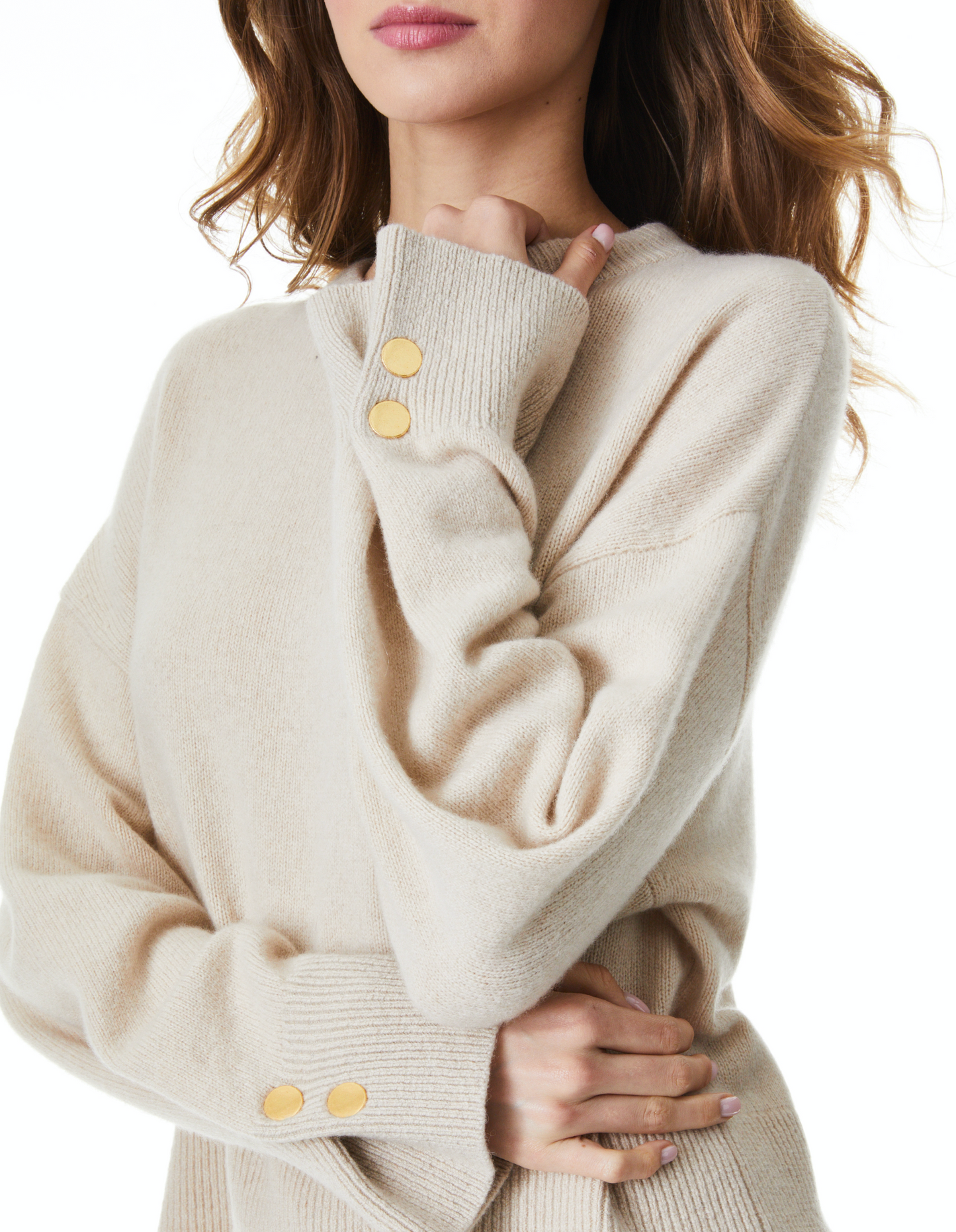 ALICE + OLIVIA BEVAN SNAP SLEEVE PULLOVER