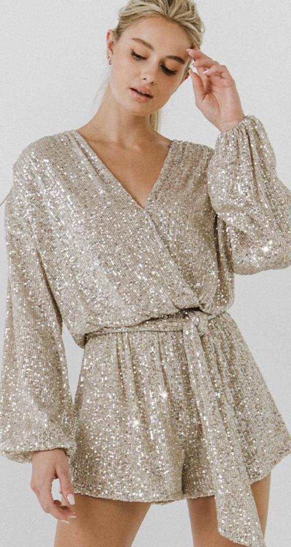 Wrap Sequin Romper  Shop at the Mix