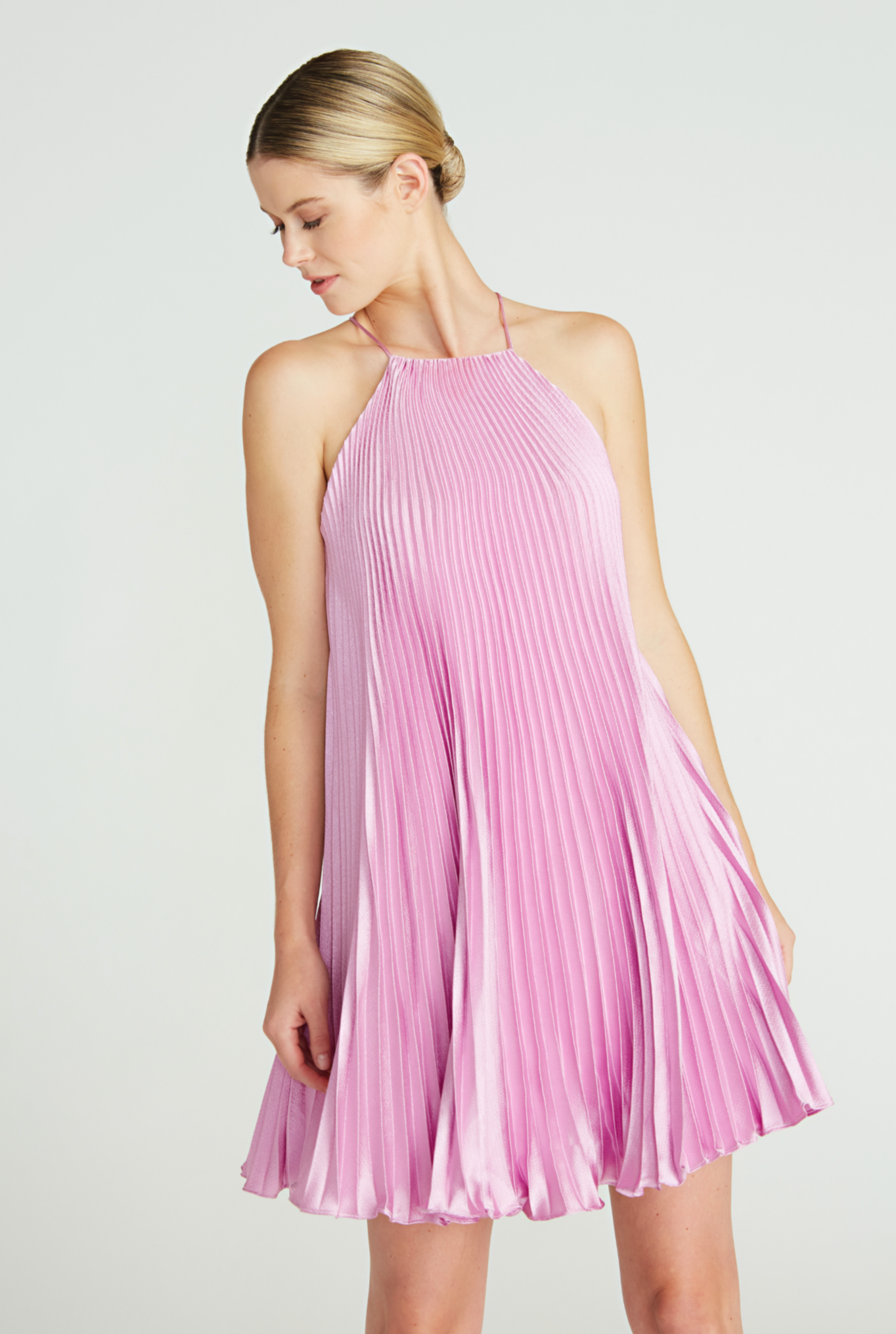 Monique Lhuillier Satin Short Dress - Hazy Orchid