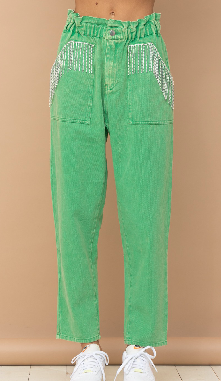 Kelly Green Denim Pants