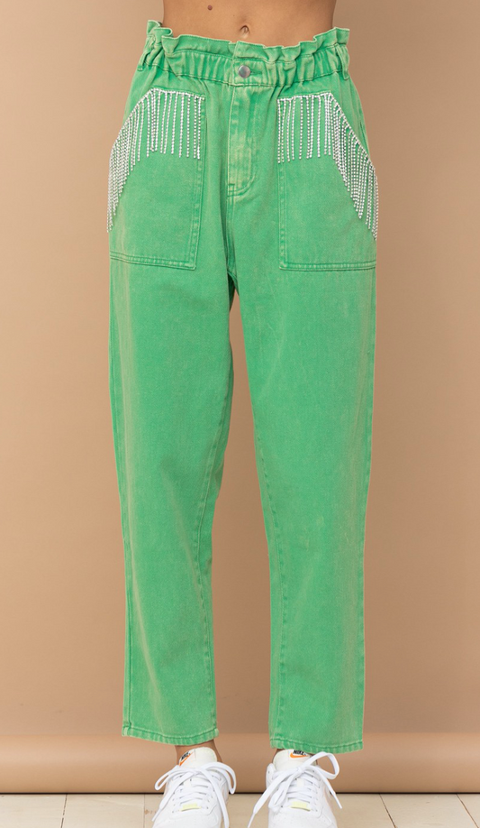 Kelly Green Denim Pants