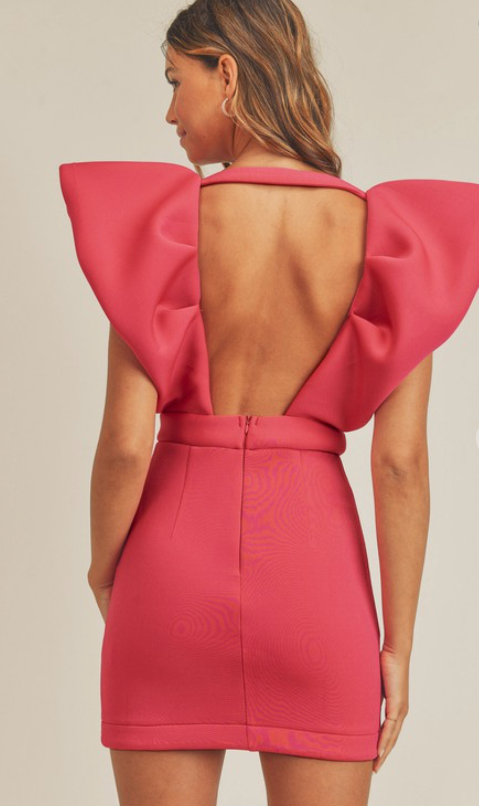 Hot Pink Puff Sleeve Dress