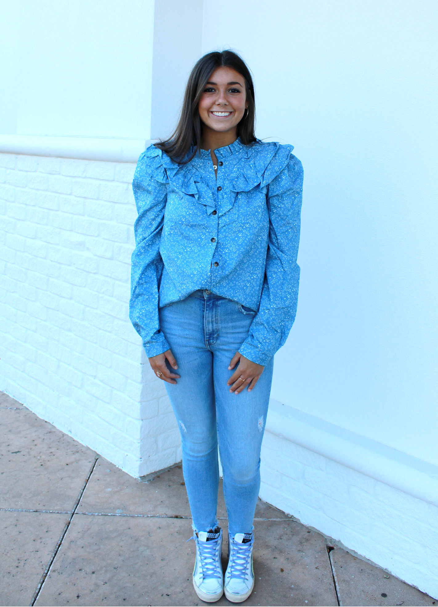 Ditzy Chambray Top