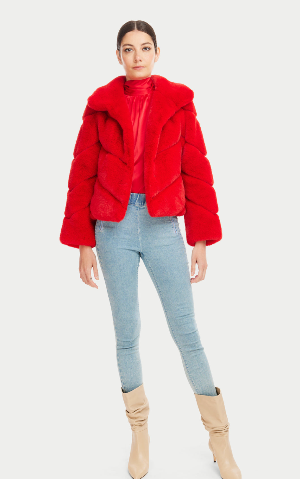 Generation Love Logan Faux Fur Jacket - Red