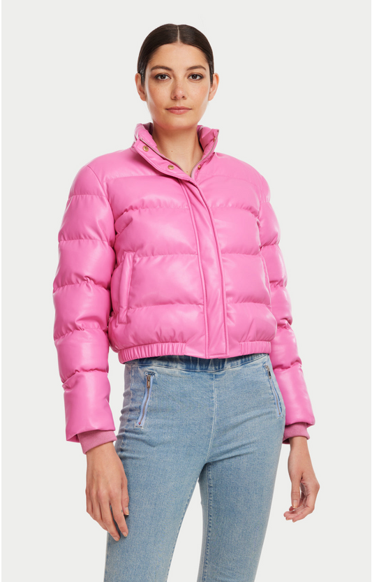 GENERATION LOVE WEST VEGAN LEATHER PUFFER - BOMBSHELL PINK