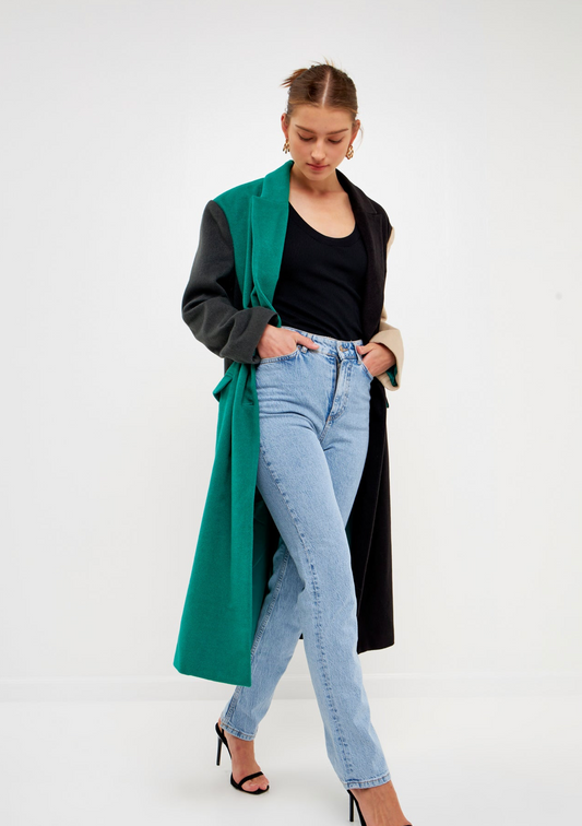 Colorblock Double-Breasted Coat