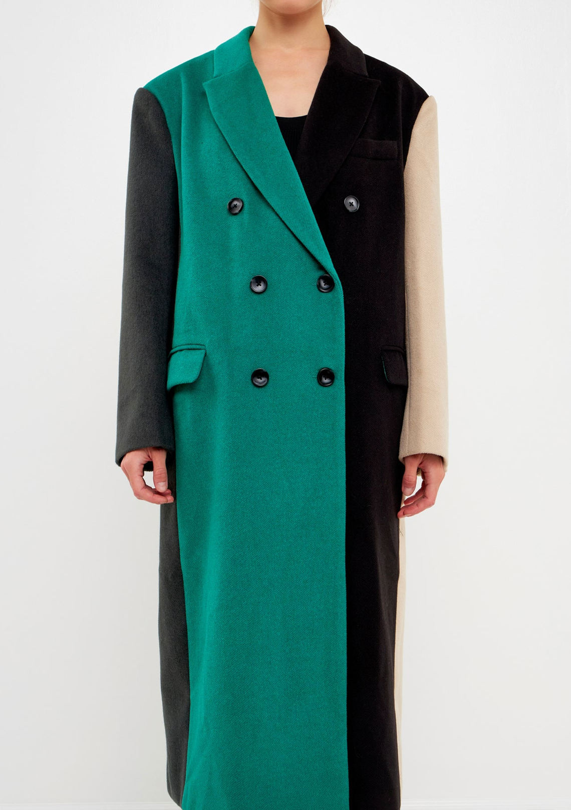 Colorblock Double-Breasted Coat