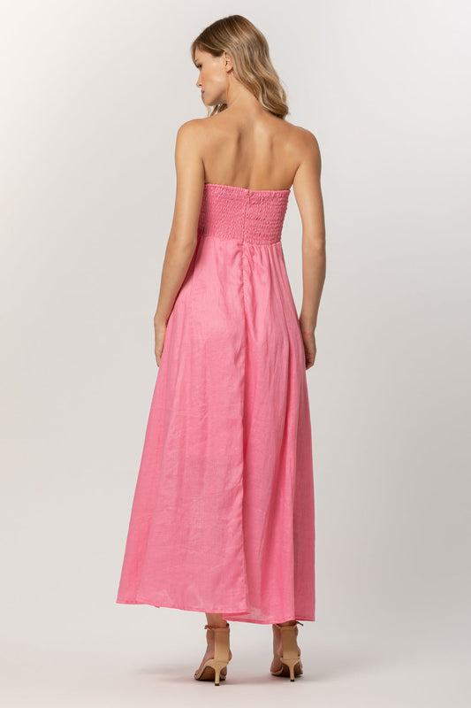 Lusana Talia Strapless Pintuck Dress in Blush