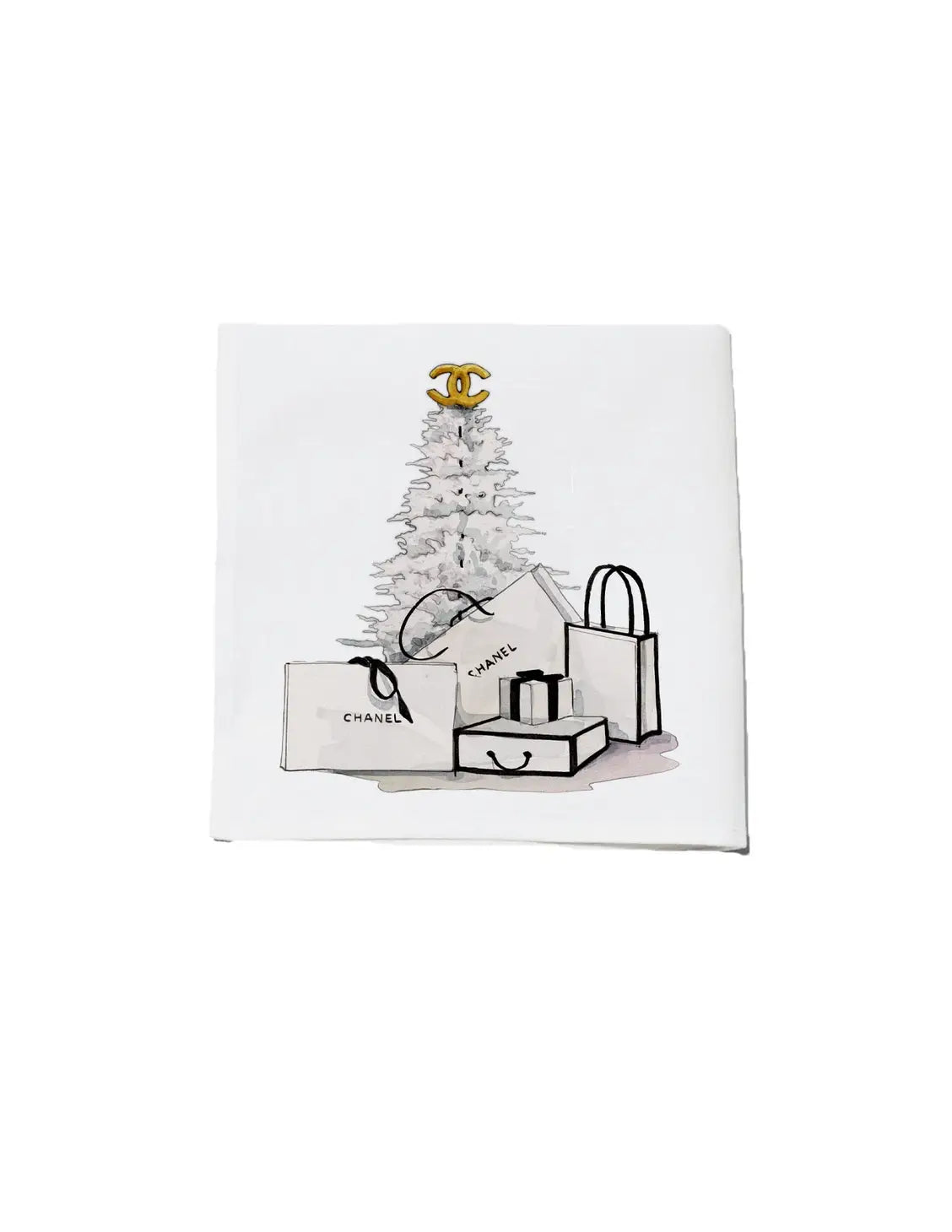 Cocktail Napkin - White tree