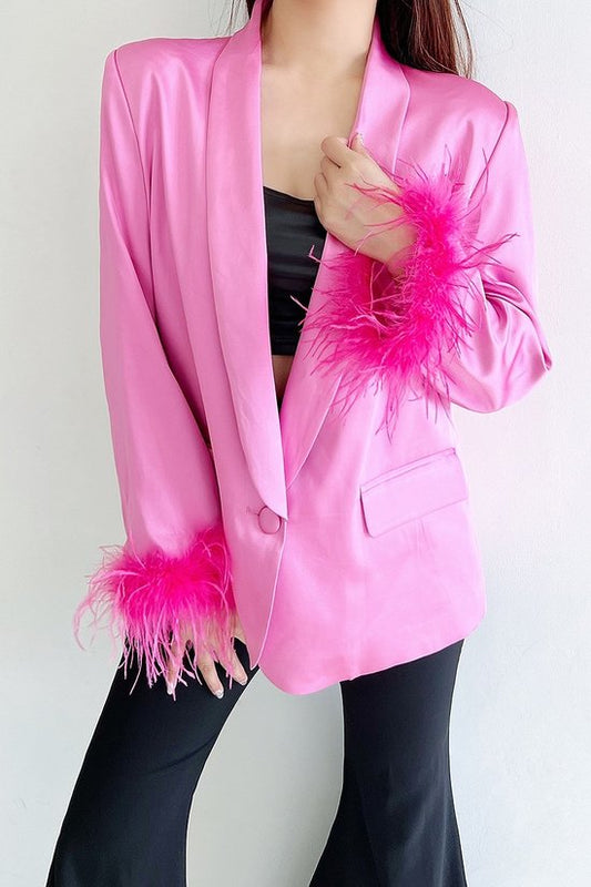 Pink Feather Blazer