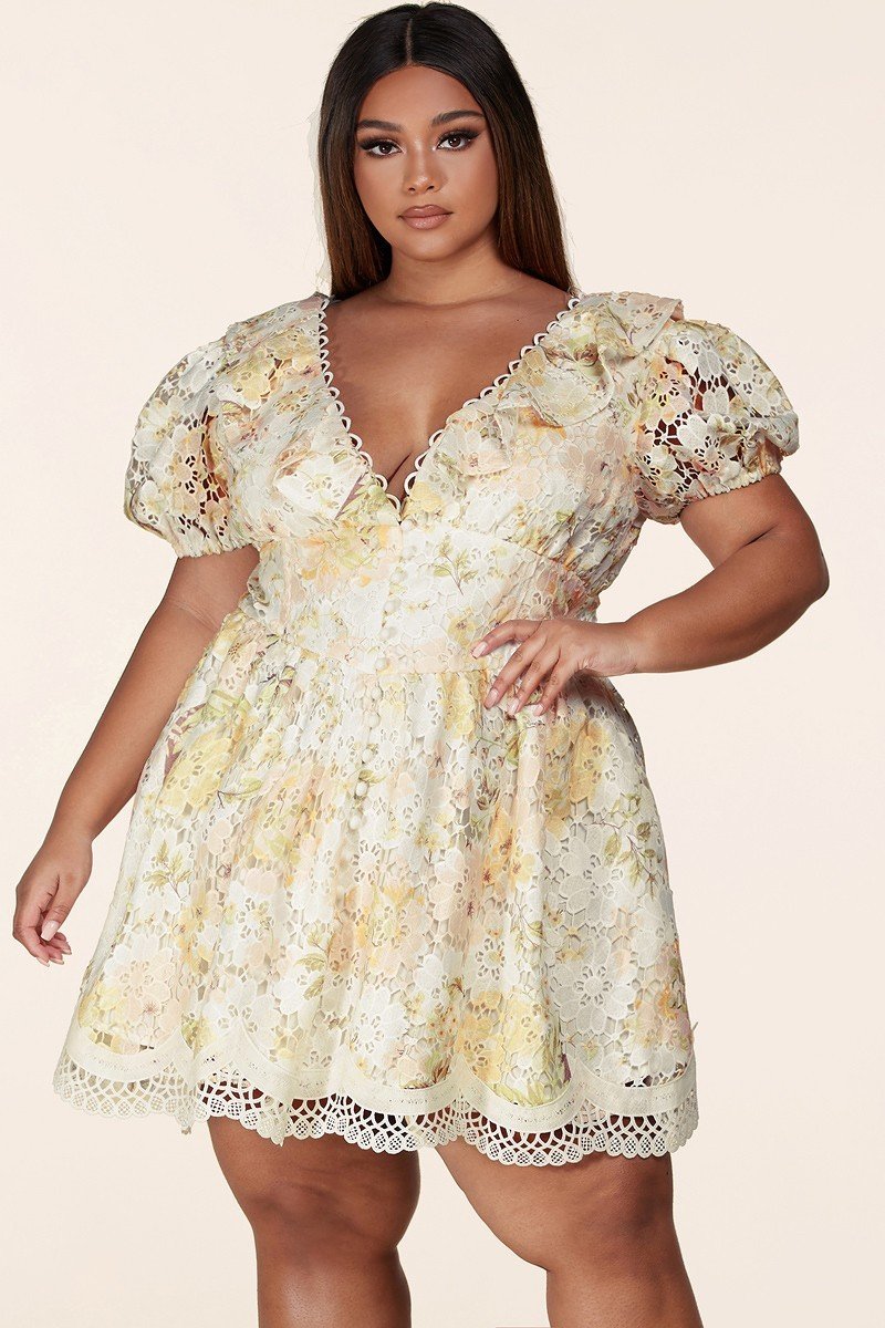Floral Lace Mini Dress