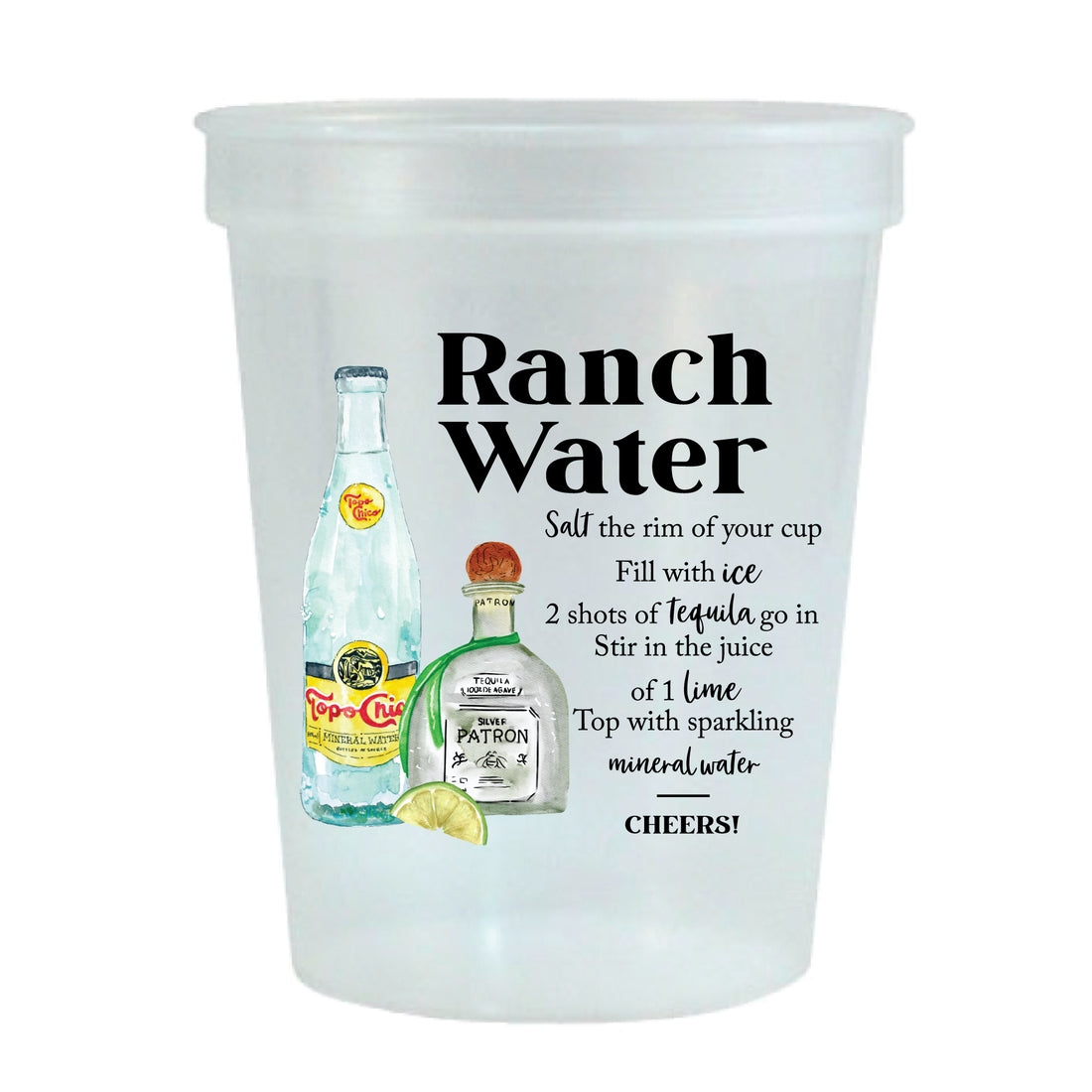 Ranch Water Watercolor Reusable Stadium Cups - Set of 6