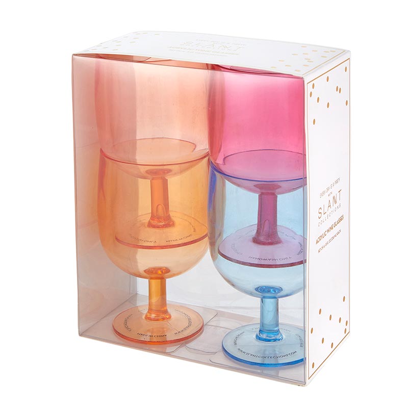 4 Colored Wine Glasses