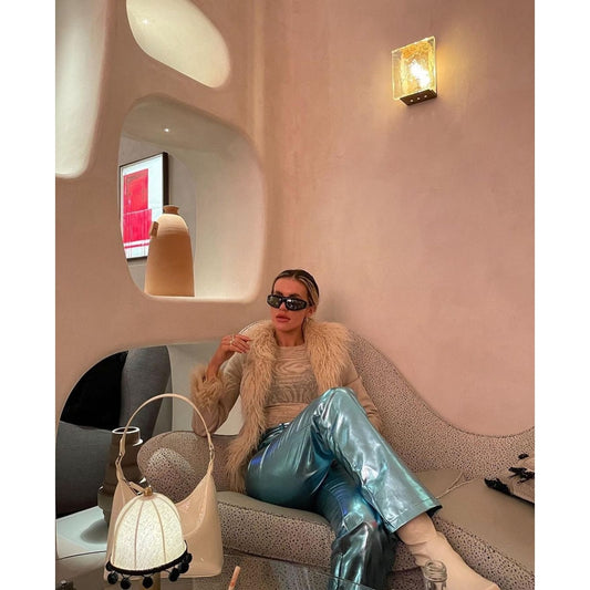 ICE BLUE METALLIC PANTS