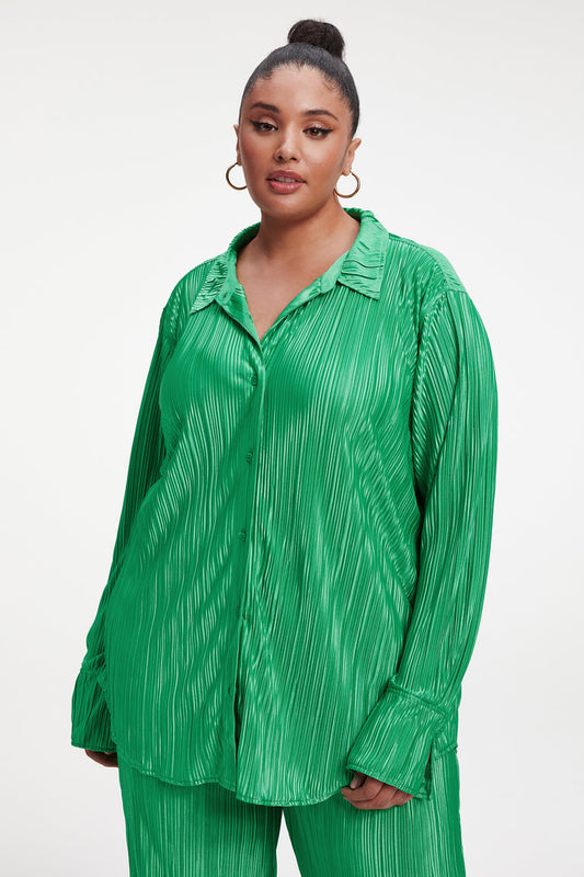 Good American Always Fits Plisse Shirt