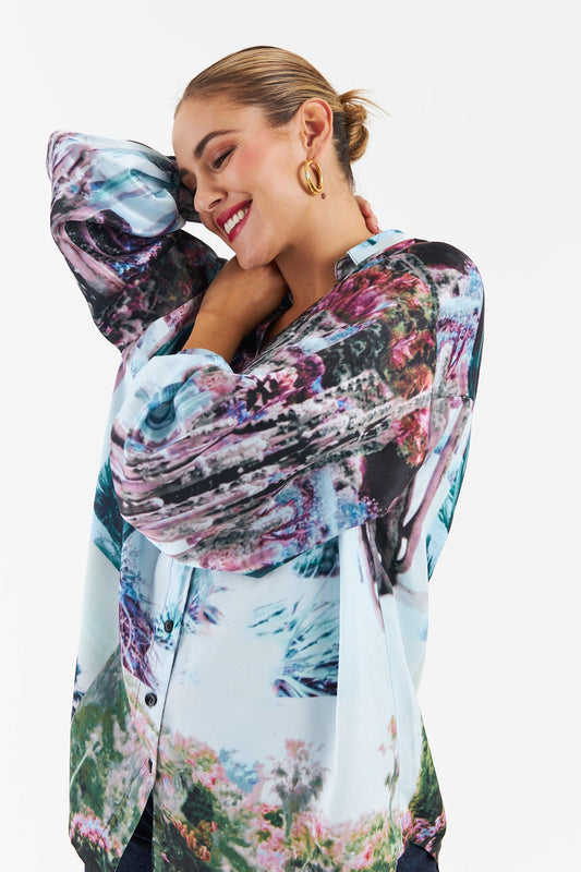 Chance Satin Oversized Multi Shirt