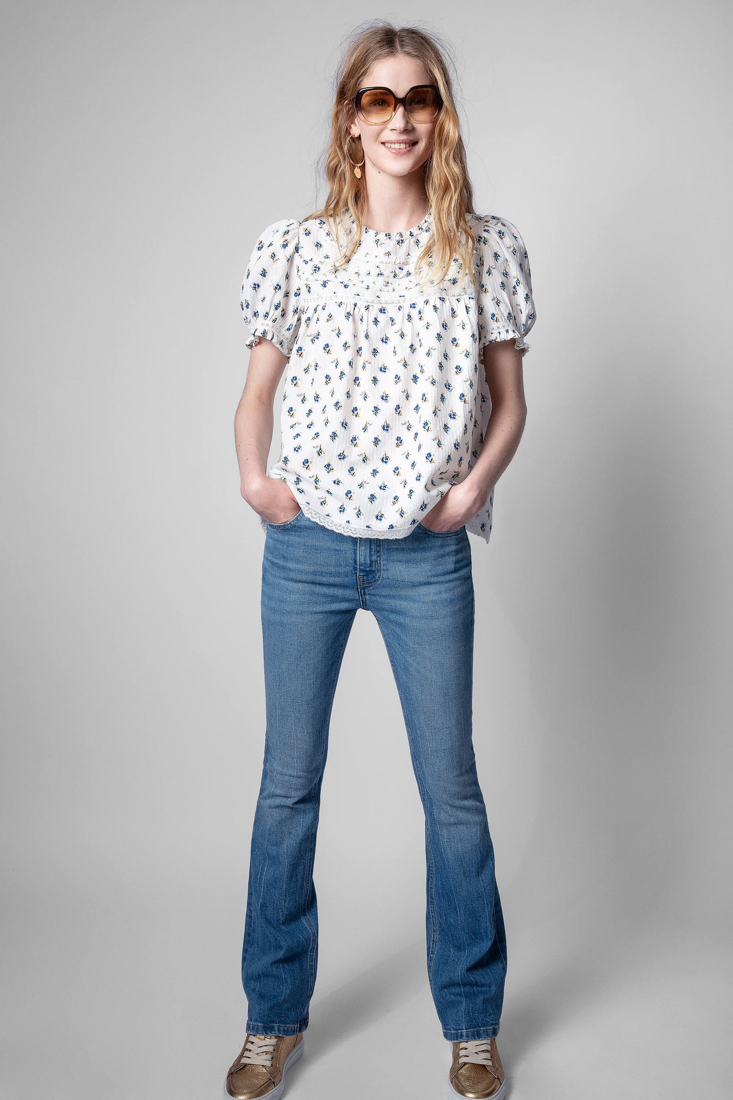 ZADIG & VOLTAIRE TUA DOBBY FLOWER TOP
