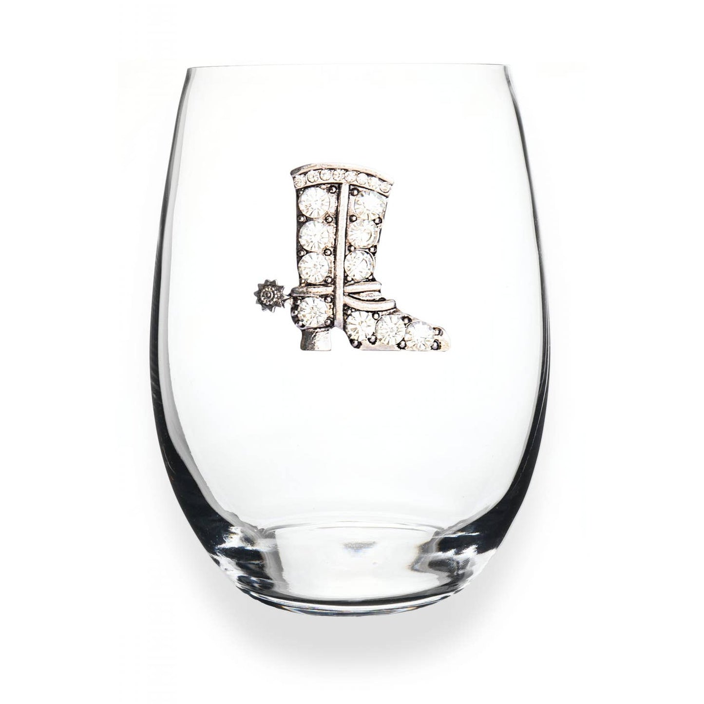 Cowboy Boot Jeweled Stemless Wine Glass