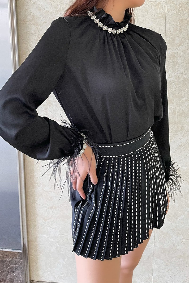 Feather Cuff Blouse