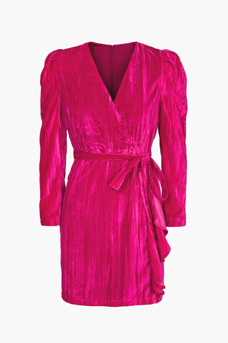 AVIA VELVET TEXTURED PUFF SLEEVE DRESS