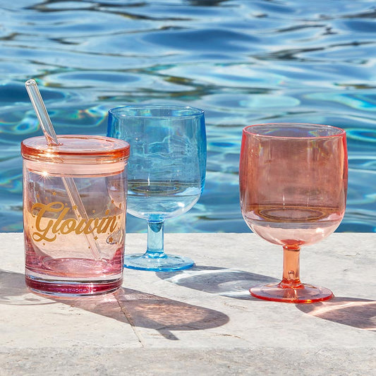 4 Colored Wine Glasses