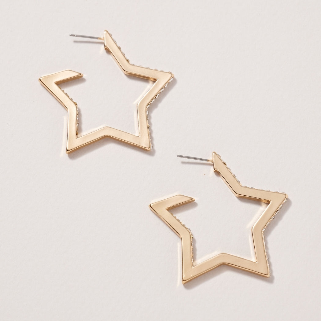 Star Rhinestone Hoop Earring