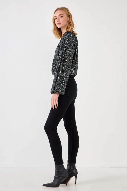 SEQUIN BLOUSON TOP