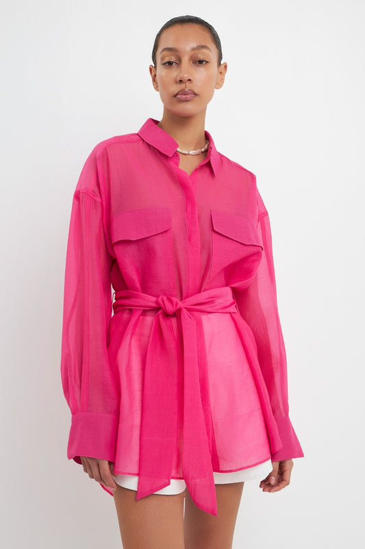 Legally Pink Sheer Overshirt