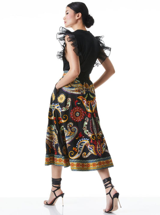 Alice + Olivia Garner Boxy Organza Sleeve Tee