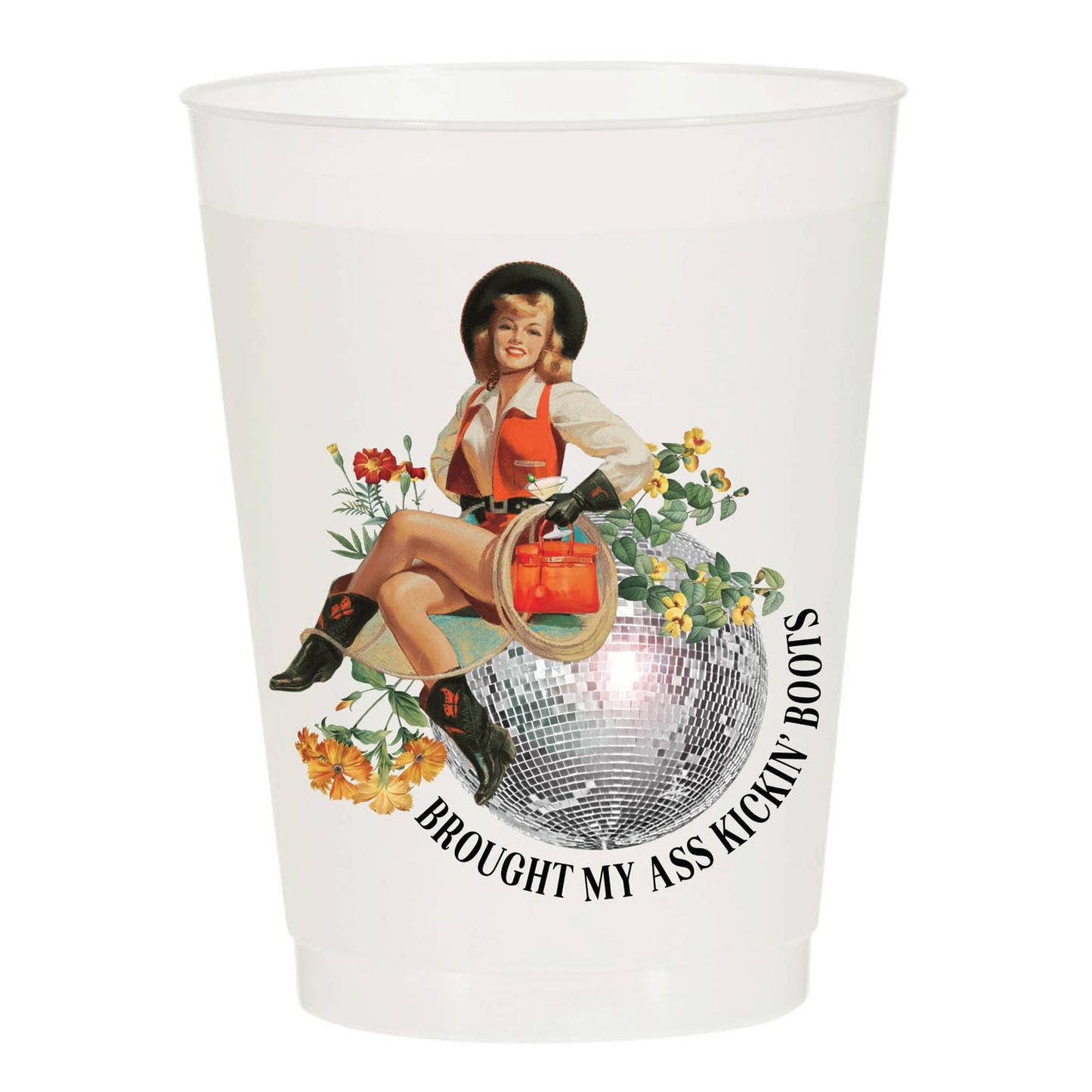 My Ass Kicking Boots Disco Cowgirl Country Reusable Cups
