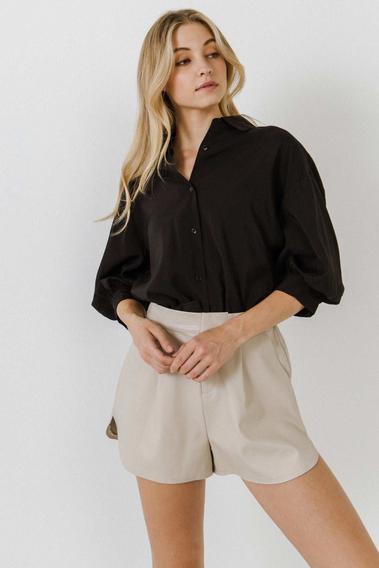 Black Balloon Sleeve Shirt