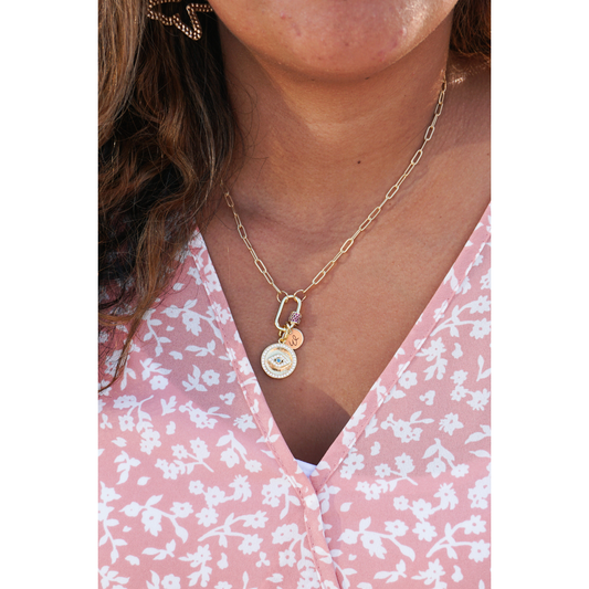 Dark Blue Lock Necklace