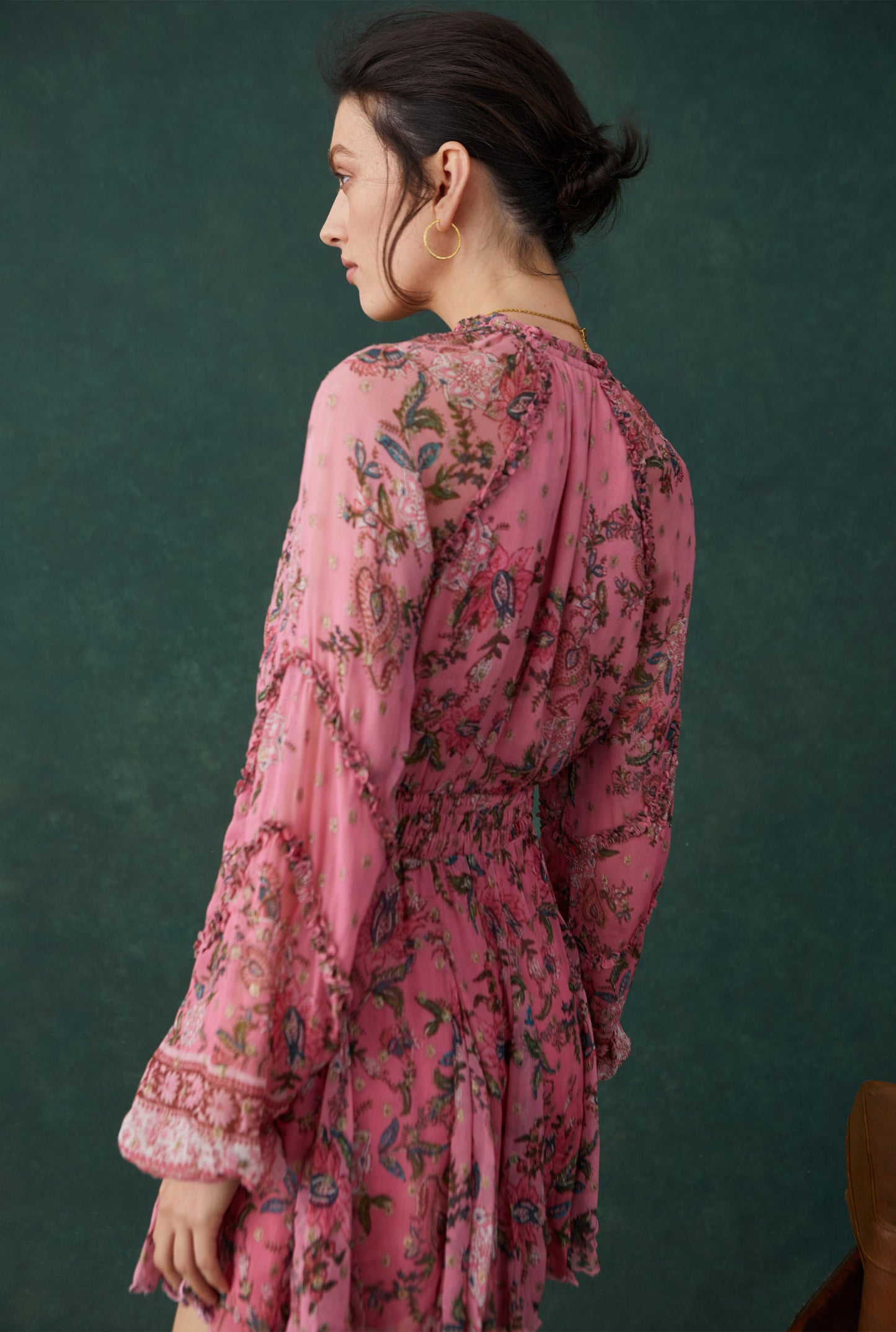 Hemant & Nandita Pink Georgette Short Dress