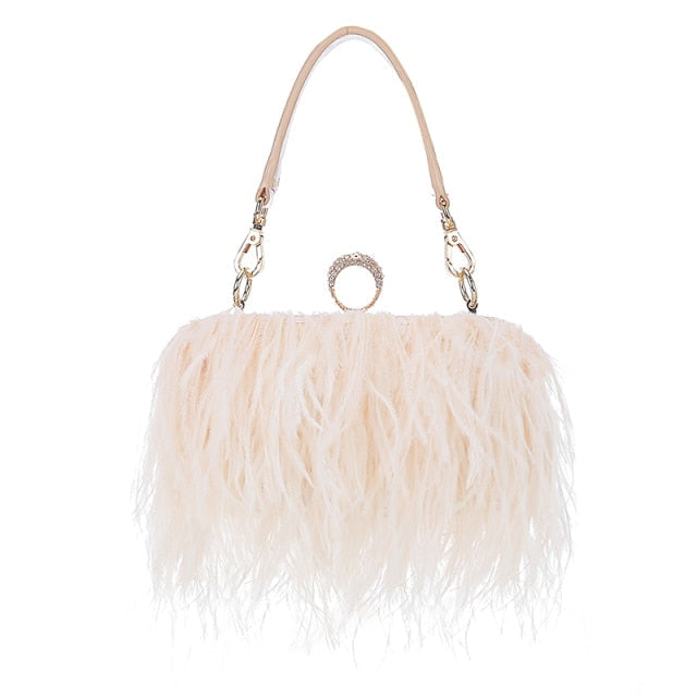 CHAMPAGNE FEATHER BAG