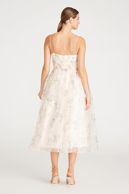 Monique Lhuillier Sleeveless Organza Midi - Cherry Blossom Pink