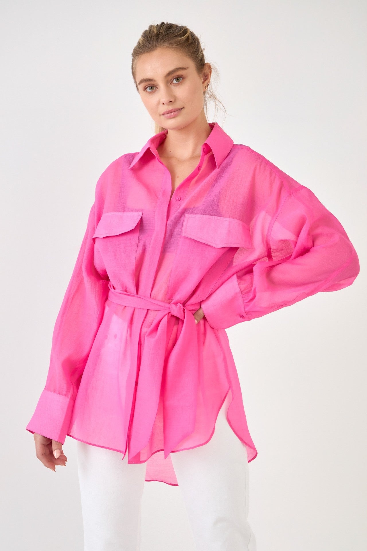 Legally Pink Sheer Overshirt