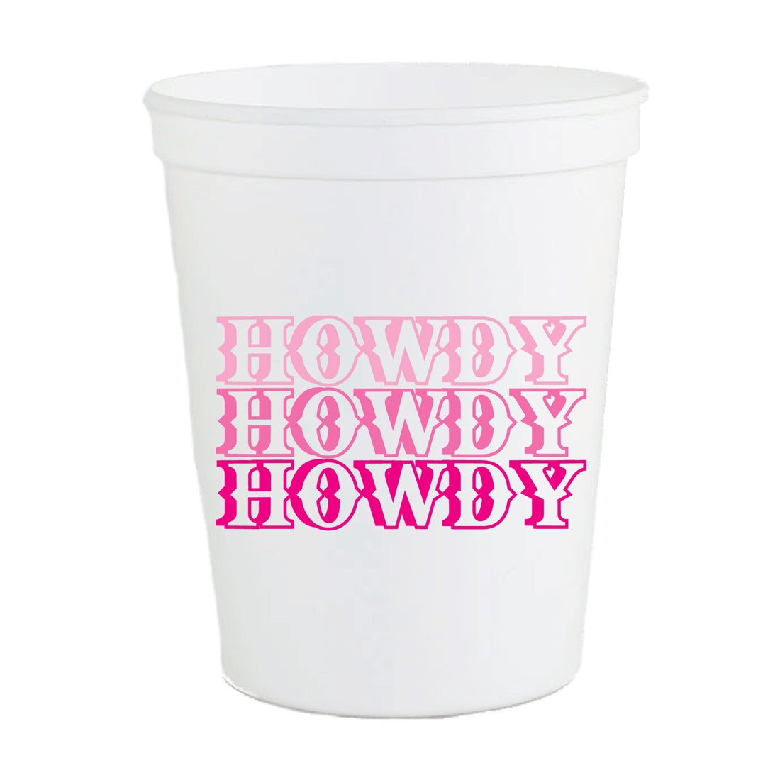 Pink Howdy Ombre Rodeo Western Stadium Cups - set 0f 6