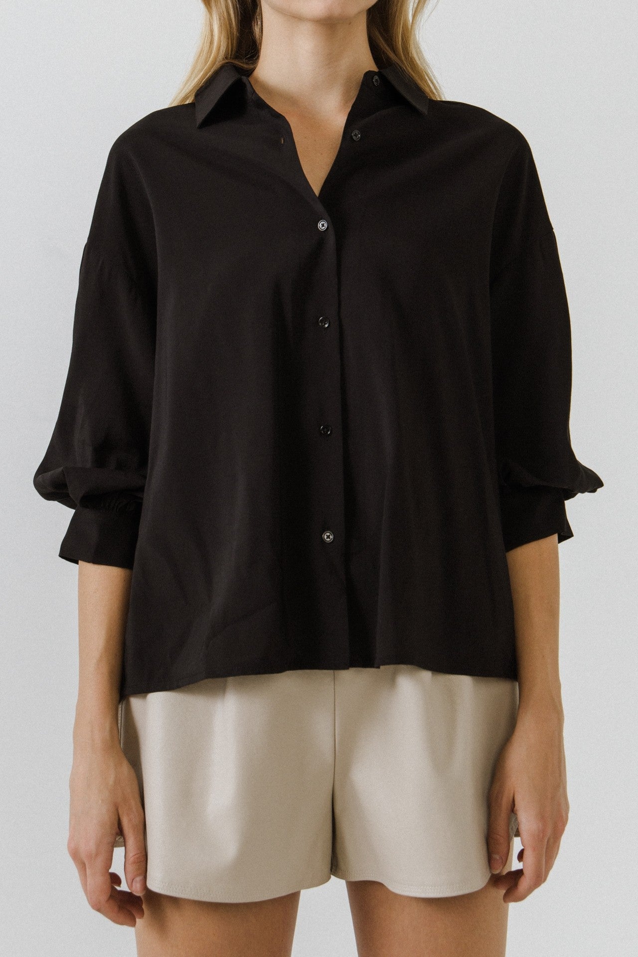 Black Balloon Sleeve Shirt