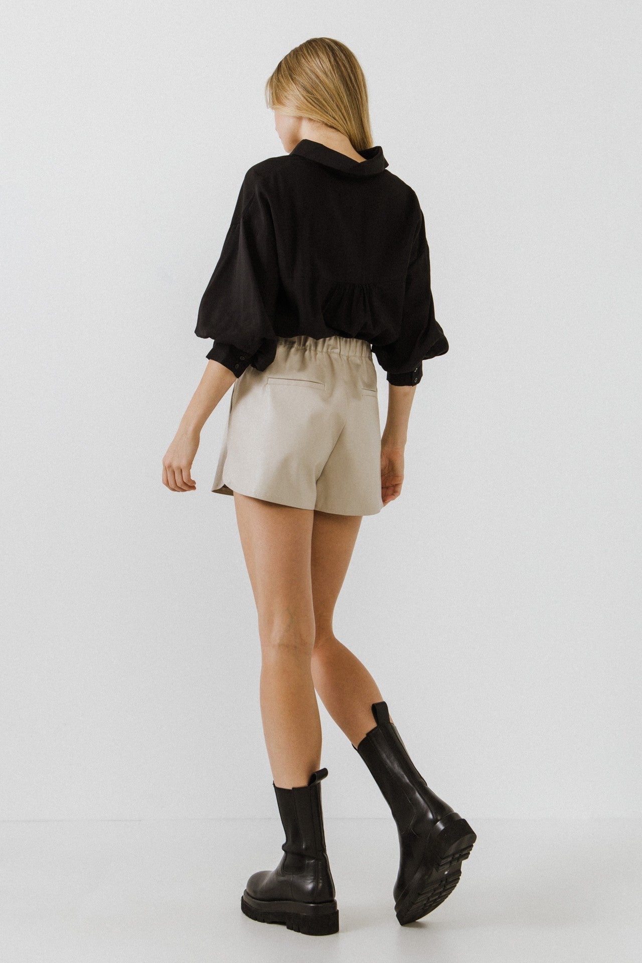Black Balloon Sleeve Shirt