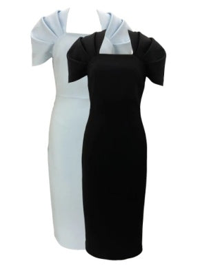 Alice & Olivia Kiro Pleated Shoulder Dress - Black