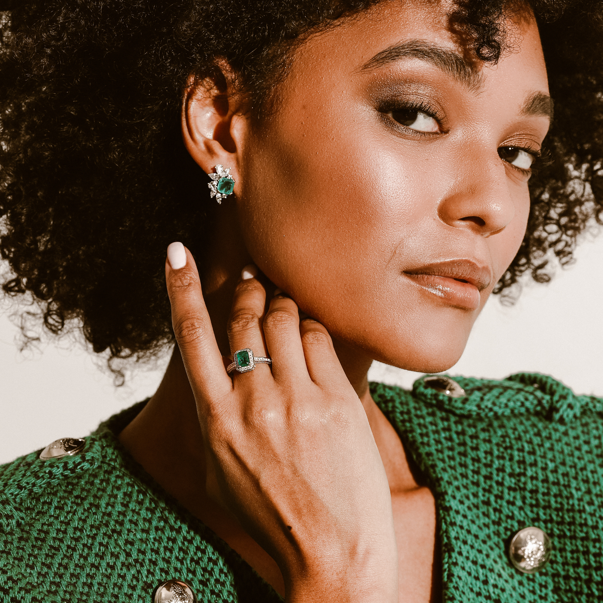 Jas Emerald Stud Earring