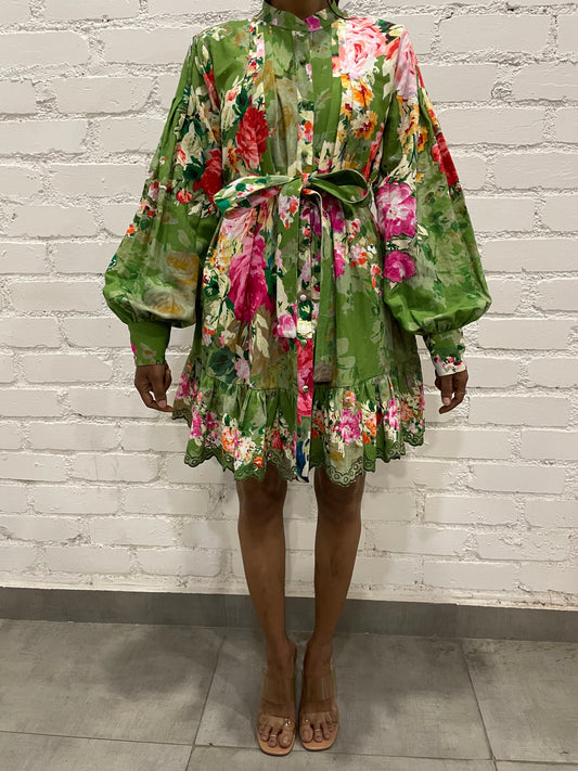 Hemant & Nandita Zaria Short Dress Green Dress